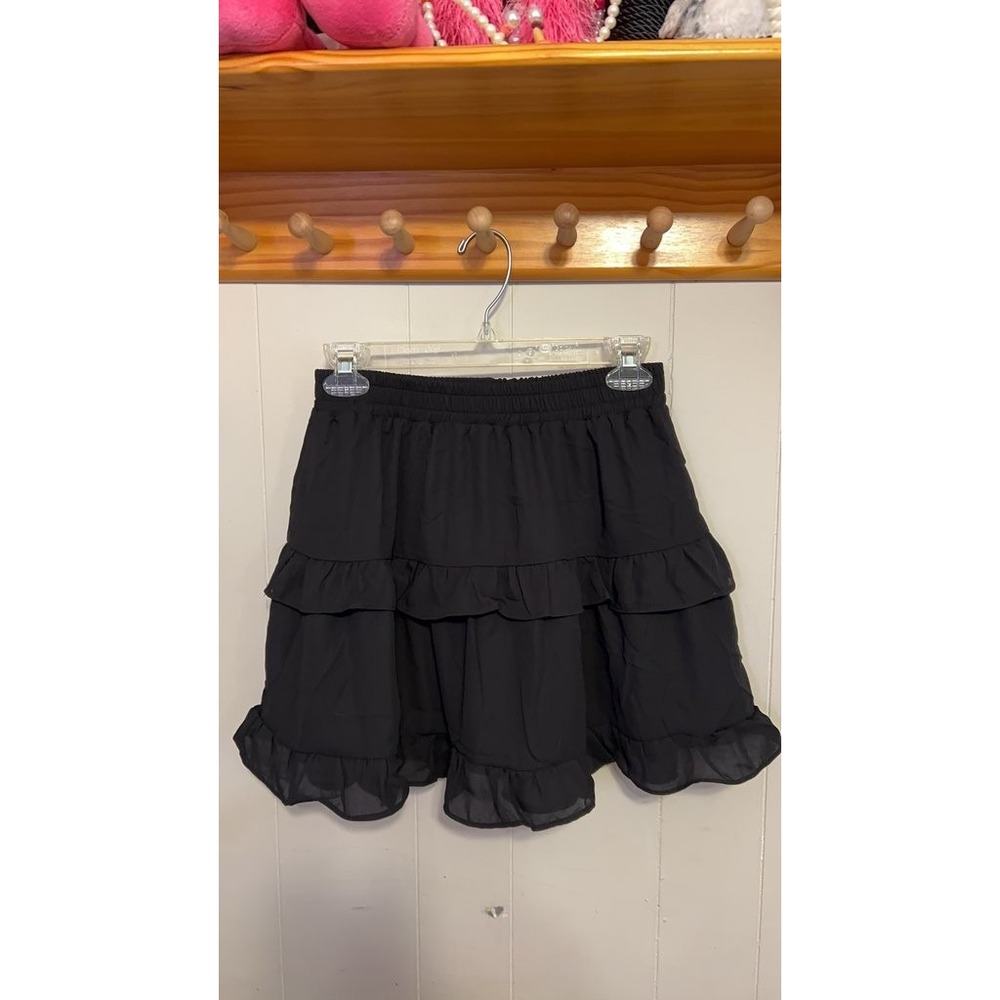 Black Ruffled Layered Skirt